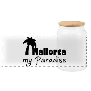 Mallorca Paradise - Panoramic Cookie Jar with Wooden Lid - white - Front