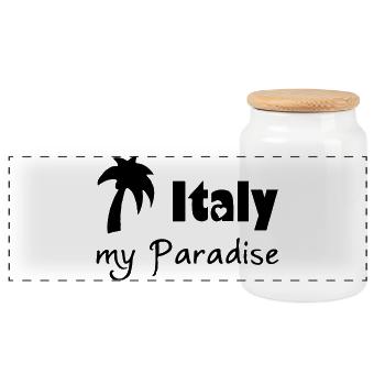 Italy Paradise - Panoramic Cookie Jar with Wooden Lid - white - Front
