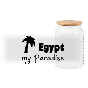 Egypt Paradise - Panoramic Cookie Jar with Wooden Lid - white - Front