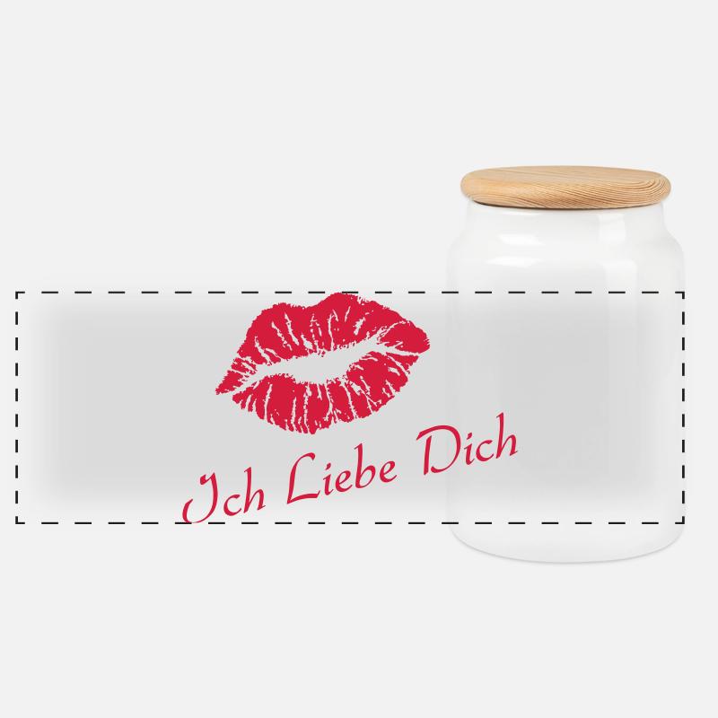 Ich Liebe Dich - Panorama Keksdose mit Holzdeckel - Weiß