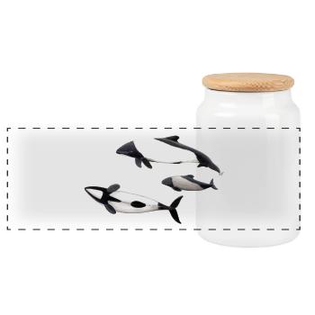 Commerson Delfin - dauphin de Commerson - Tonina - Boîte à biscuits avec couvercle en bois - blanc - Devant