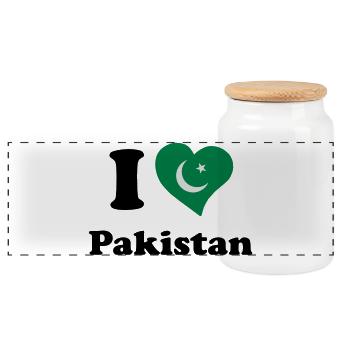 I love Pakistan - Panoramic Cookie Jar with Wooden Lid - white - Front