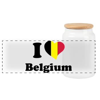 I love Belgium - J'aime la Belgique - Boîte à biscuits avec couvercle en bois - blanc - Devant