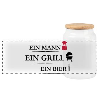 Grill - Panorama Keksdose mit Holzdeckel - Weiß - Vorne