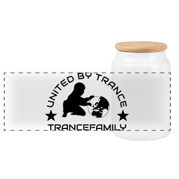 UNITED BY TRANCE - Panorama Keksdose mit Holzdeckel - Weiß - Vorne
