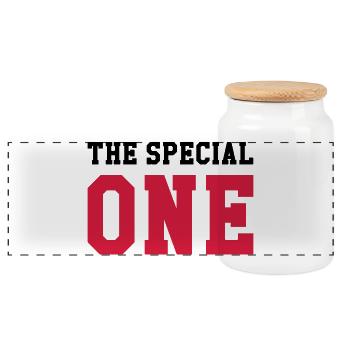 The Special One - Panoramic Cookie Jar with Wooden Lid - white - Front