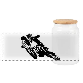 Motocross - Panoramic Cookie Jar with Wooden Lid - white - Front