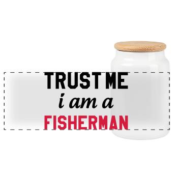 Trust Me I am a Fisherman - Panorama Keksdose mit Holzdeckel - Weiß - Vorne