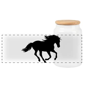 Horses, horse, riding,pony, cowboy, trot, Gallop - Panoramic Cookie Jar with Wooden Lid - white - Front