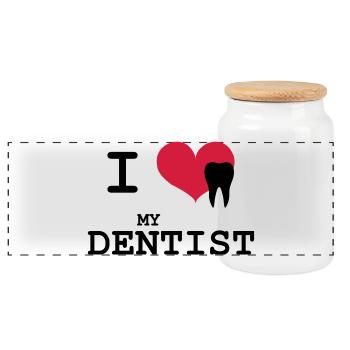 I Love my Dentist - Panoramic Cookie Jar with Wooden Lid - white - Front