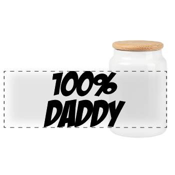 100% Daddy - Panoramic Cookie Jar with Wooden Lid - white - Front