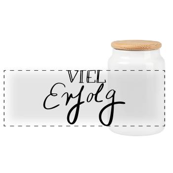 Viel Erfolg - Boîte à biscuits avec couvercle en bois - blanc - Devant