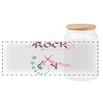 Rock Star Neon - Panoramic Cookie Jar with Wooden Lid - white - Front