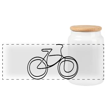 Linienzeichnung Fahrrad Rad - Panorama Keksdose mit Holzdeckel - Weiß - Vorne