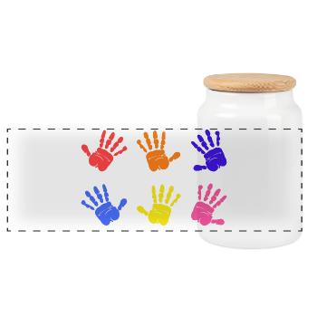 Autism Handprints - Panoramic Cookie Jar with Wooden Lid - white - Front