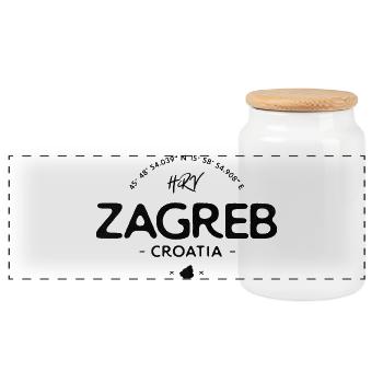 Zagreb Croatia Distressed Heart Logo - Panoramic Cookie Jar with Wooden Lid - white - Front