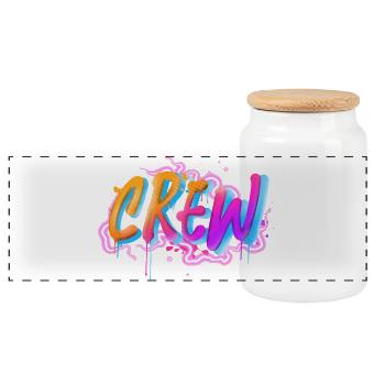 crew - Panoramic Cookie Jar with Wooden Lid - white - Front