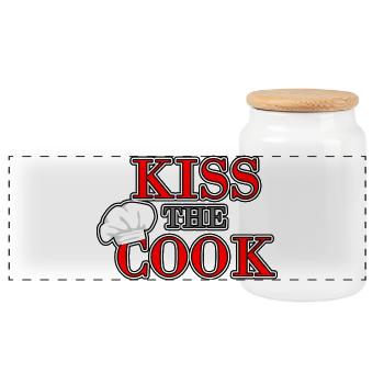 Embrasse le chef - Boîte à biscuits avec couvercle en bois - blanc - Devant