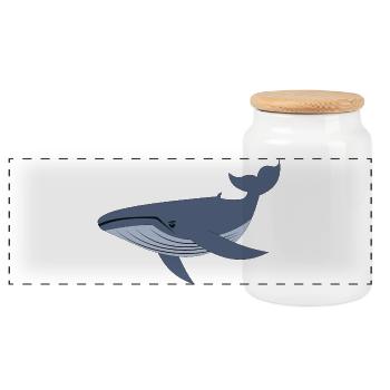 Blue Whale, Whale - Panoramic Cookie Jar with Wooden Lid - white - Front