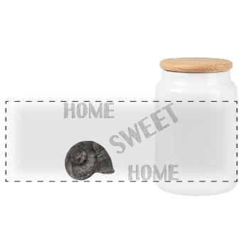 home sweet home - Panoramic Cookie Jar with Wooden Lid - white - Front