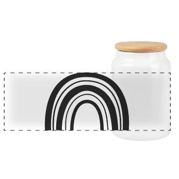 Arc-en-ciel - Boîte à biscuits avec couvercle en bois - blanc - Devant