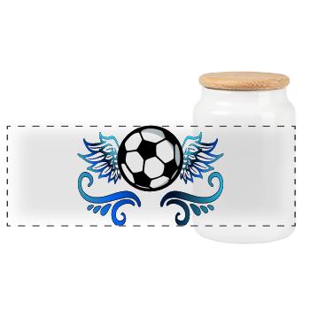 FUßBALL FLÜGEL FUßBALLER FUßBALLSPIEL VEREIN - Panorama Keksdose mit Holzdeckel - Weiß - Vorne