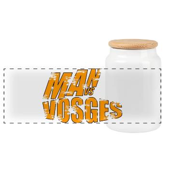 Mann vs Wilde Vogesen - Panorama Keksdose mit Holzdeckel - Weiß - Vorne