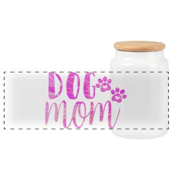 Maman chien - Boîte à biscuits avec couvercle en bois - blanc - Devant