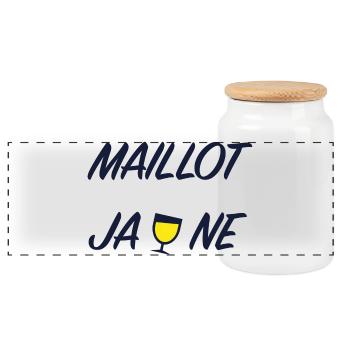 Maillot jaune - Boîte à biscuits avec couvercle en bois - blanc - Devant