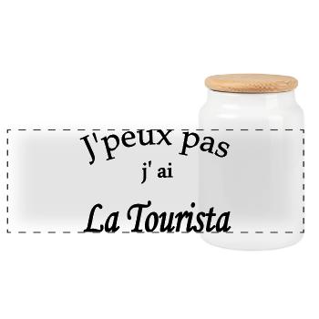 j'peux pas j'ai la tourista - Boîte à biscuits avec couvercle en bois - blanc - Devant