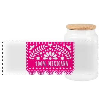 100 MEXICAINS - Boîte à biscuits avec couvercle en bois - blanc - Devant