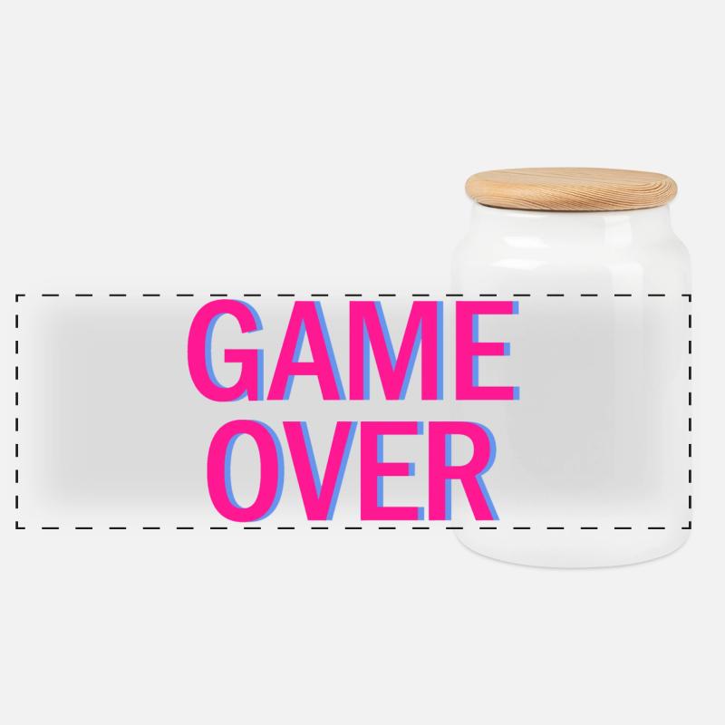 Game Over Neon Arcade Vibe - Panorama Keksdose mit Holzdeckel - Weiß