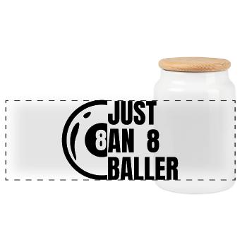 Only one 8-ball player - Panoramic Cookie Jar with Wooden Lid - white - Front