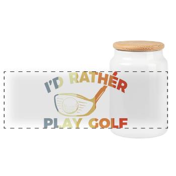 Ich würde lieber Golf spielen - Panorama Keksdose mit Holzdeckel - Weiß - Vorne