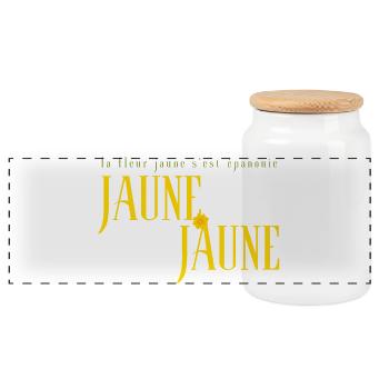 Jaune Jaune Bloom Typography Tee - Panoramic Cookie Jar with Wooden Lid - white - Front