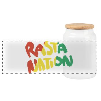 Rasta Nation Rastafari Reggae Dancehall Ragga Dub - Panorama Keksdose mit Holzdeckel - Weiß - Vorne