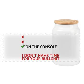 Gamer Single: Console-Only Attitude - Panoramic Cookie Jar with Wooden Lid - white - Front