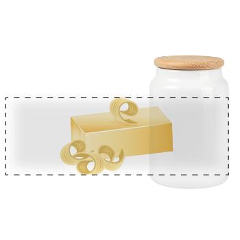Beurre de couleur crème délicatement chatoyant avec des petits pains - Boîte à biscuits avec couvercle en bois - blanc - Devant