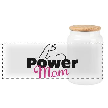 Power Mom black-pink - Panoramic Cookie Jar with Wooden Lid - white - Front