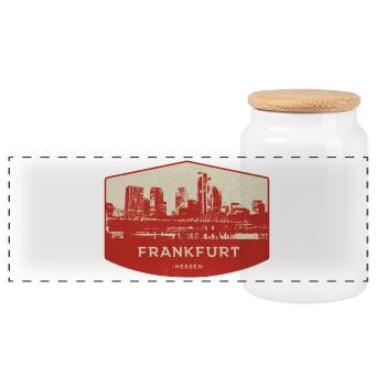 Badge rouge de la Skyline de Francfort - Boîte à biscuits avec couvercle en bois - blanc - Devant