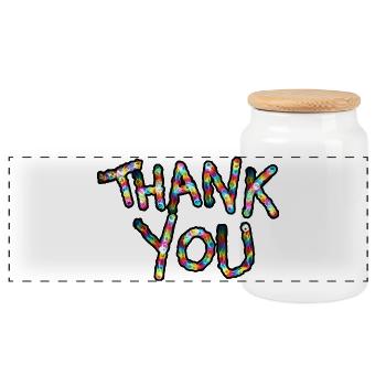Merci couleurs néon Merci police - Boîte à biscuits avec couvercle en bois - blanc - Devant