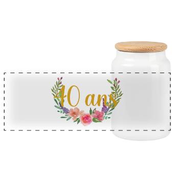 40 ans annivesraire floral - Boîte à biscuits avec couvercle en bois - blanc - Devant