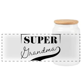 Super grand-mère - Boîte à biscuits avec couvercle en bois - blanc - Devant