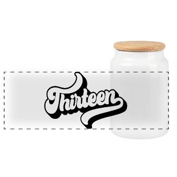 Thirteen 13th Birthday Boys Girls 13 Years Old - Panoramic Cookie Jar with Wooden Lid - white - Front
