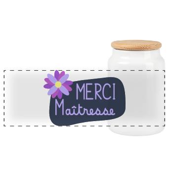 MAÎTRESSE. MERCI. MERCI MAÎTRESSE. CADEAU - Boîte à biscuits avec couvercle en bois - blanc - Devant