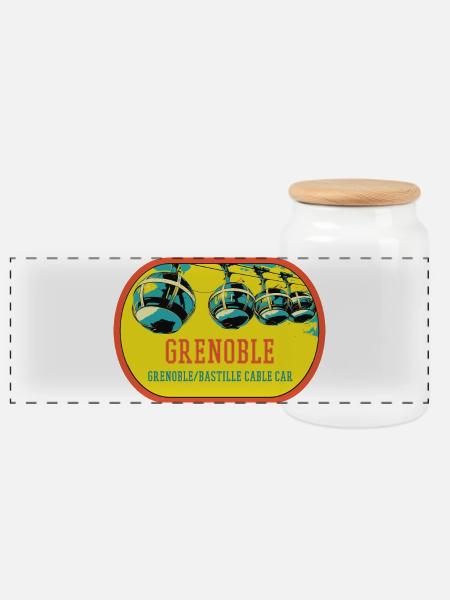 Illustration Seilbahn von Grenoble, Frankreich - Panorama Keksdose mit Holzdeckel - Weiß