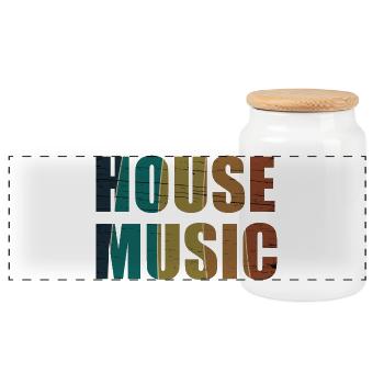 House - Panorama Keksdose mit Holzdeckel - Weiß - Vorne