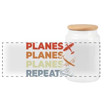 Flugzeugliebhaber - Panorama Keksdose mit Holzdeckel - Weiß - Vorne