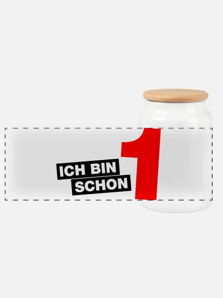 Ich bin schon 1 - Panorama Keksdose mit Holzdeckel - Weiß