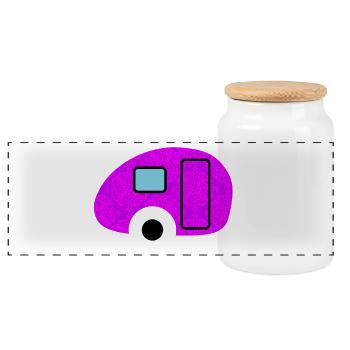 Caravan Wohnwagen Camping Camper Tapete pink Retro - Panorama Keksdose mit Holzdeckel - Weiß - Vorne